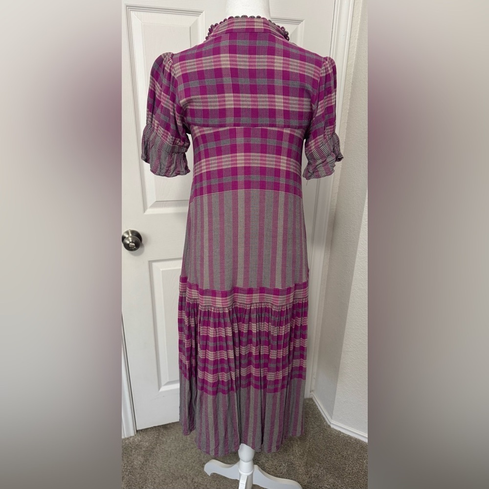 Apiece Apart Los Altos La India Plaid Short Sleeve Midi Dress Size 2 - Picture 5 of 15